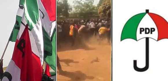 APC Thugs Reportedly Use Canes To Chase Away PDP Supporters In Polling Units While Security Men Watch On