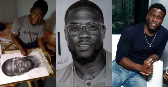 American comedian, Kevin Hart, reaches out to a Nigerian boy who drew him