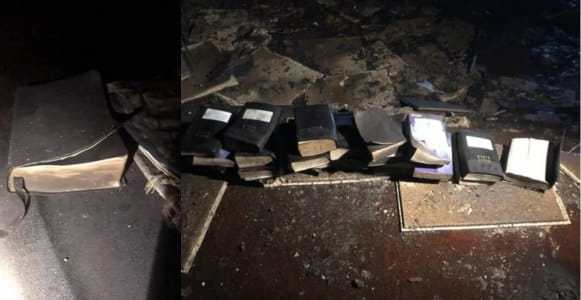 Bibles, cross remain untouched as fire razes down Church completely