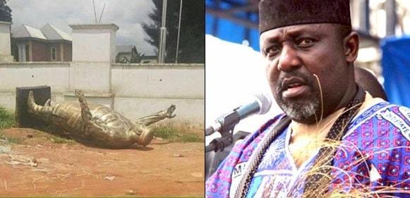 Imo State residents pull down Okorocha’s statue
