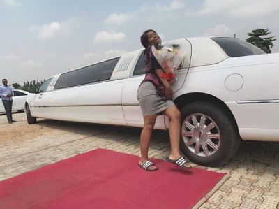 Iyabo Ojo Surprises Her Daughter In Her School With A White Limousine and Flowers