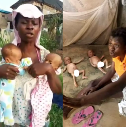 Less Privileged Nigerian Woman Who Gave Birth To A Set Of Twins Cries For Help After Been Rejected By Orphanage Homes