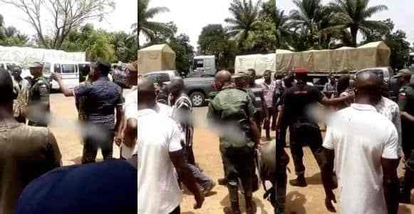Man forces soldier to pay ₦100k for damaging his tyre (Video)