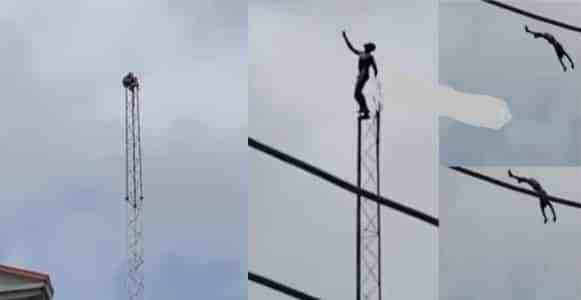 Man plunges to his death after climbing a mast In Ibadan (Video)