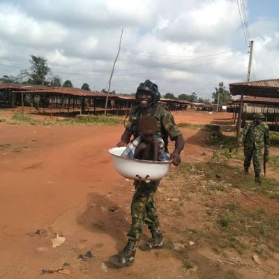 Nigerian Soldier Rescues Homeless Little Girl, Success Who Lost Her Parents To Terrorist