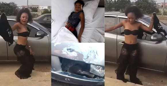 Ghanaian slay queen involved in a car accident, months after flaunting her new ride