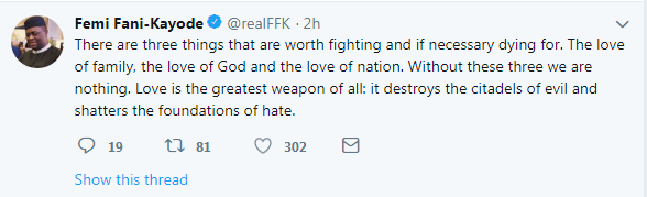 "The Love Of Nation" - FFK Mentions 3 Things That Are Worth Fighting And Dying