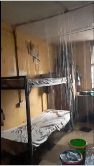 Unilag Female Hostel Roof Leaks As Heavy Rain Water Fill The Rooms (VIDEO)