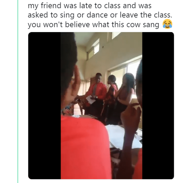 A Male Student Of ABUAD Who Came Late To Class Was Asked To Sing Or Leave The Class, But He Surprised Everyone