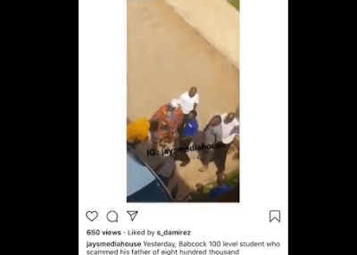 Babcock 100 level Student Who Scammed His Father Of N800k Gets Beaten Up