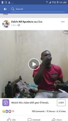 Kenyan Man Suffering From Depression Makes A Live Video On Facebook Taking Poison