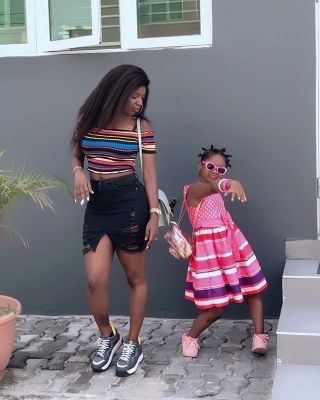 "My Super Star " - Annie Idibia Steps Out In Style With Her Daughter