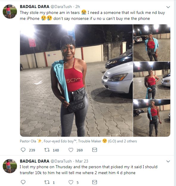 "They Stole My Phone, I Need Someone To F**k Me And Buy Me iPhone" - Nigerian Lady