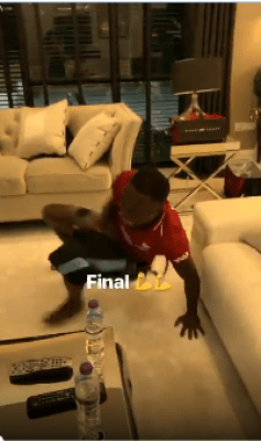 Injured Naby Keita Removes Recovery Pad To Celebrate Liverpool’s Win