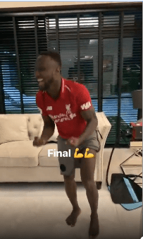 Injured Naby Keita Removes Recovery Pad To Celebrate Liverpool’s Win