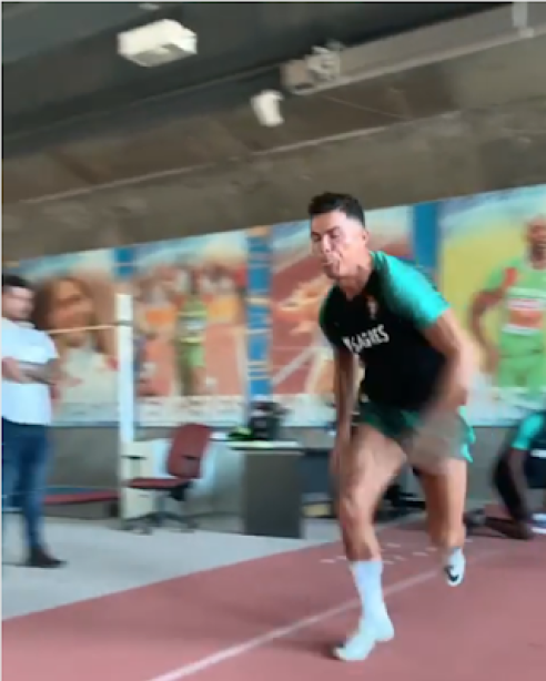 Cristiano Ronaldo Trains With Nigerian, Obiorah Obikwelu