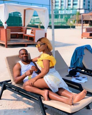 Laura Ikeji Stuns In Bikini As She Seats On Her Husband (PHOTOS)