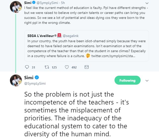 "The Current Method Of Education Is Faulty" - Simi Questions The Current Educational System