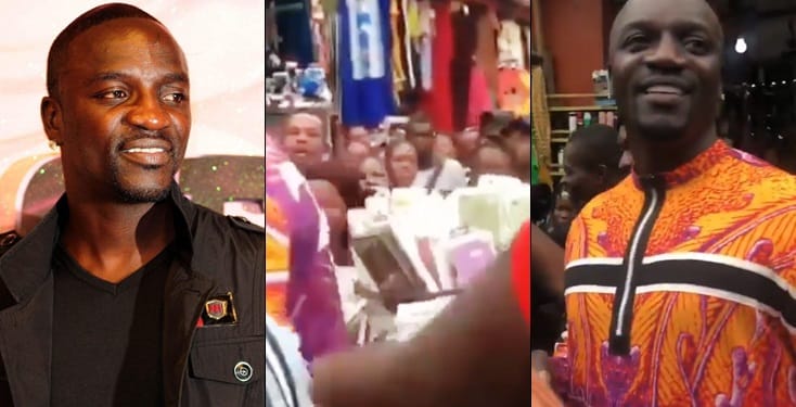American Music Star, Akon Causes Stir At Idumota Market In Lagos [Video]