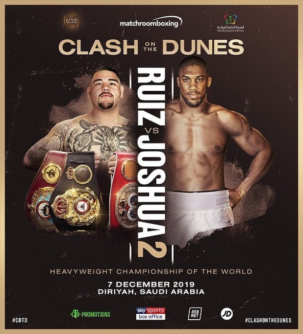 Anthony Joshua rematch with Andy Ruiz Jr to take place in Diriyah, Saudi Arabia on December 7