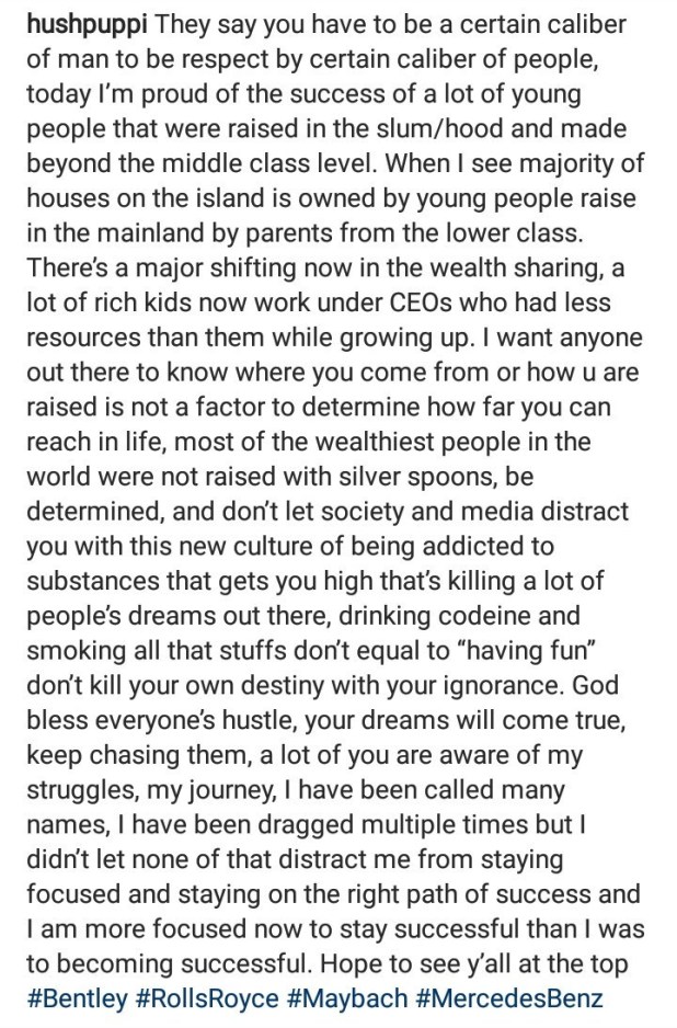 Hushpuppi encourages people from poor backgrounds with touching post 