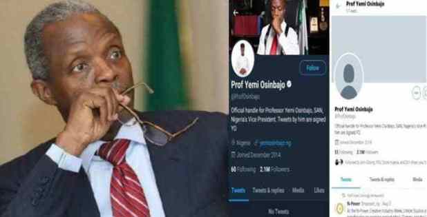 Twitter unverifies VP Yemi Osinbajoâs account, deletes 2,399 tweets