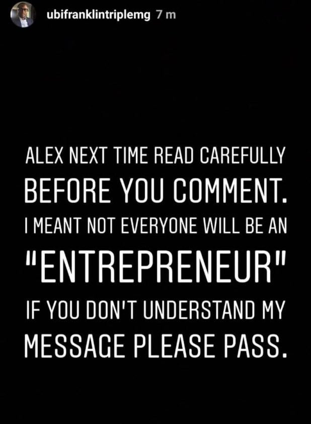 Ubi Franklins calls out Alex Ekubo on IG