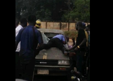 Policeman Smashed Man's Car After He Refused To Give Him N100 Bribe [Photo]