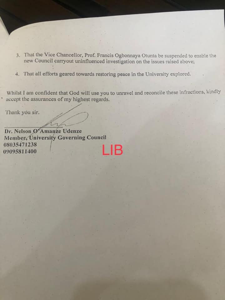 MOUAU Vice Chancellor, Prof Otunta accused of impregnating a third year student and upgrading her to final year status 