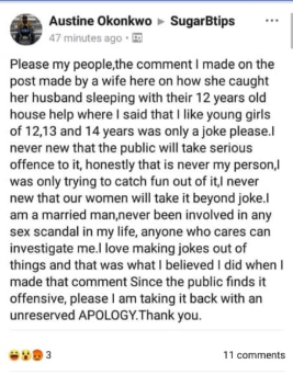 I was joking when I said I like 12, 13 and 14-year-old girls - Nigerian man defends himself after outrage 