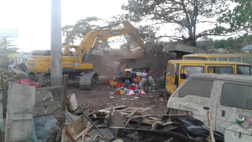 taskforce demolishes illegal structures at mile 2