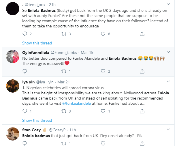 Eniola Badmus called out for not self-isolating after returning from UK 