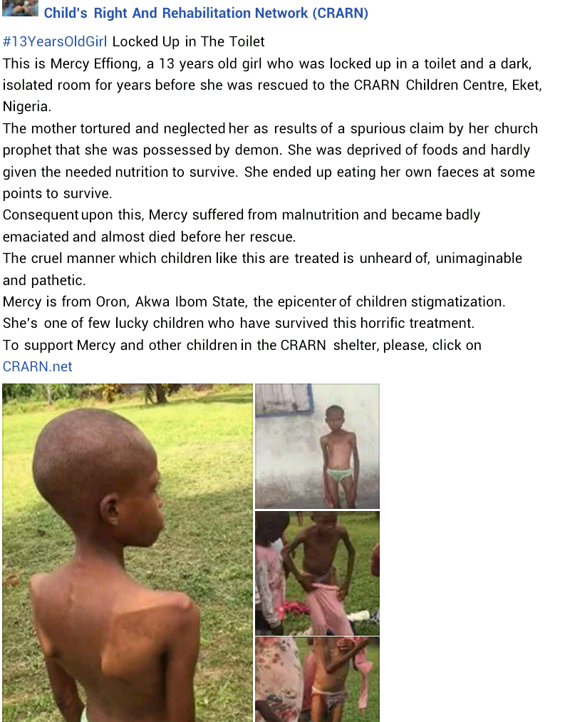 13-year-old girl allegedly locked up in toilet, tortured, starved by her mother for years in Akwa Ibom after prophet claimed she was possessed by demon (photos)