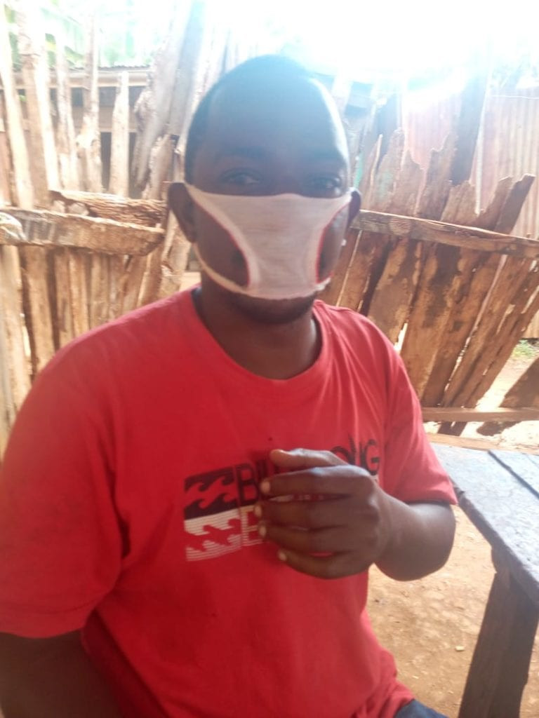 Residents of Kenyan community reduced to wearing panties fashioned into facemasks after they were duped by unscrupulous traders (photos)