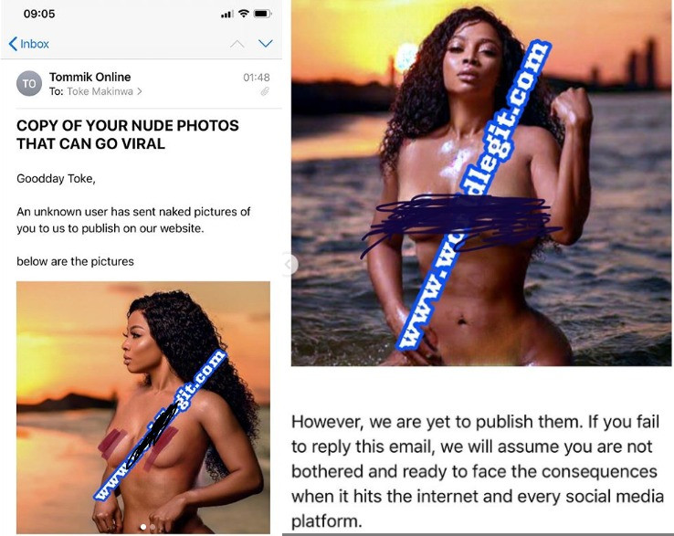 Tacha, Toke Makinwa release 'edited' nude photos used in blackmailing them