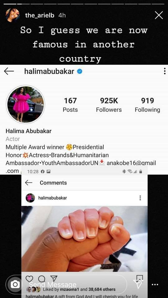 American mother drags Halima Abubakar for stealing her baby photo while announcing the birth of her child 