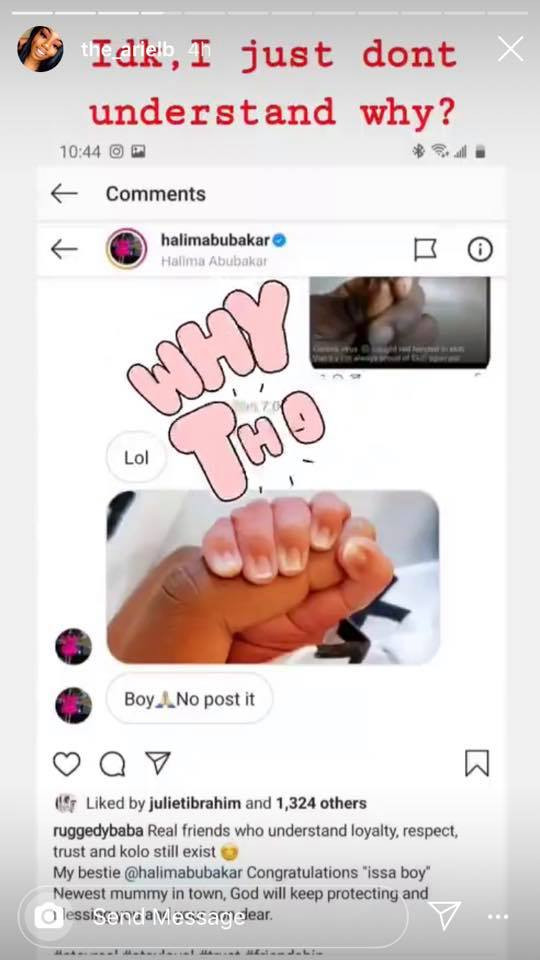 American mother drags Halima Abubakar for stealing her baby photo while announcing the birth of her child 