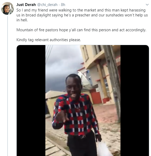 Pastor filmed harassing ladies over their dressing and threatening them with hell while doing street evangelism (video)