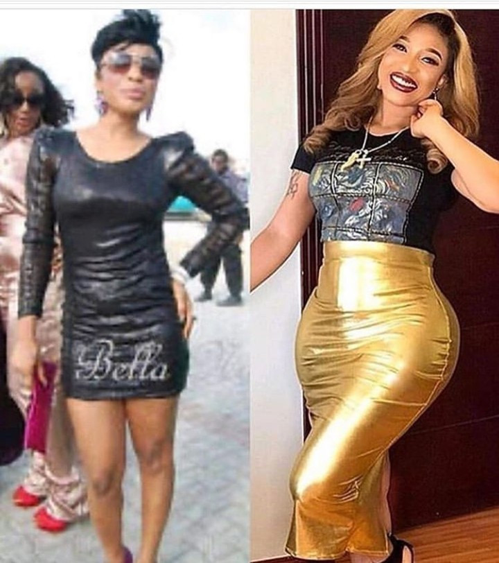 Tonto Dikeh shared the before and after surgery photo 
