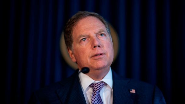 PHOTO: In this file photo taken on Oct. 10, 2019, U.S. Attorney for the Southern District of New York Geoffrey Berman speaks at a press conference in New York City. (Johannes Eisele/AFP via Getty Images, File)