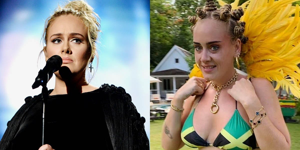 Adele Accused Of Cultural Misappropriation For Wearing Bantu Knots And Jamaican Flag Bikini 1