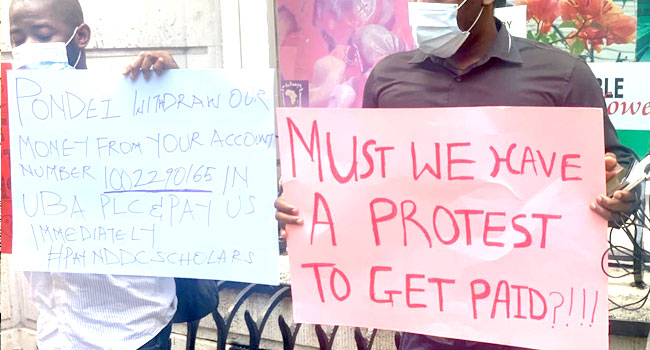 NDDC scholars protesting in London