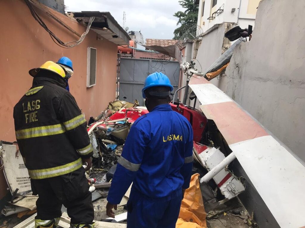 UPDATE: Photos from the scene of helicopter crash in Opebi Lagos 12