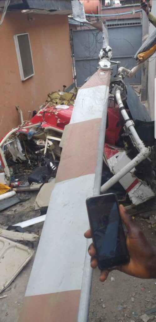 UPDATE: Photos from the scene of helicopter crash in Opebi Lagos 13
