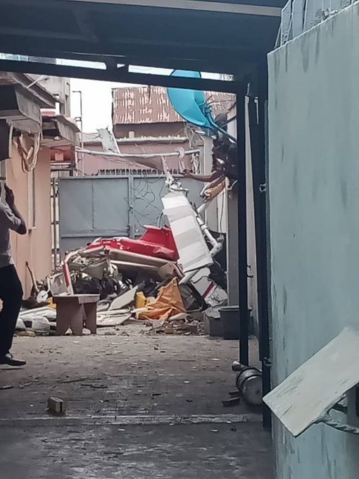 UPDATE: Photos from the scene of helicopter crash in Opebi Lagos 22