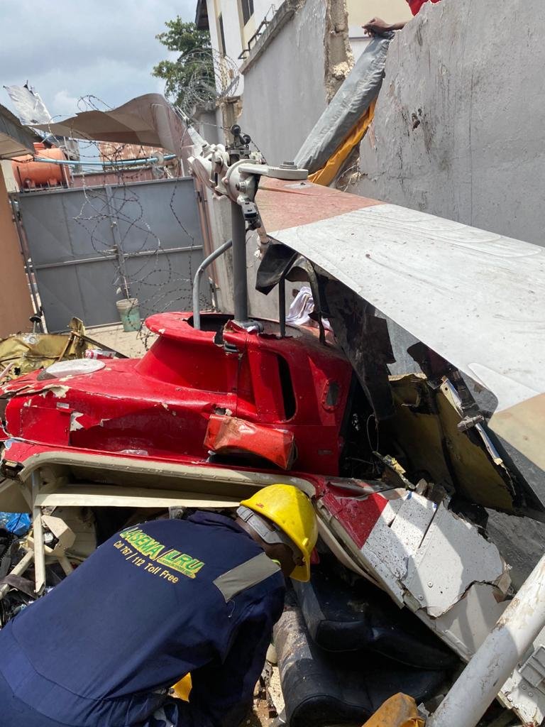 UPDATE: Photos from the scene of helicopter crash in Opebi Lagos 5