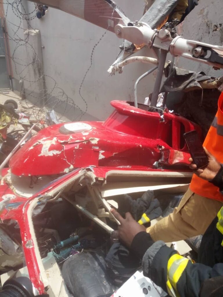 UPDATE: Photos from the scene of helicopter crash in Opebi Lagos 7