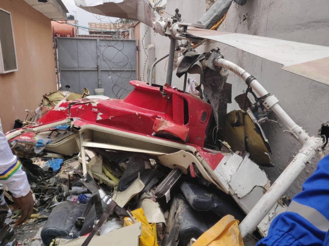 UPDATE: Photos from the scene of helicopter crash in Opebi Lagos 1