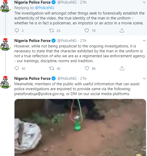 Nigerian police reacts after a man in a police uniform was filmed smoking shisha in public