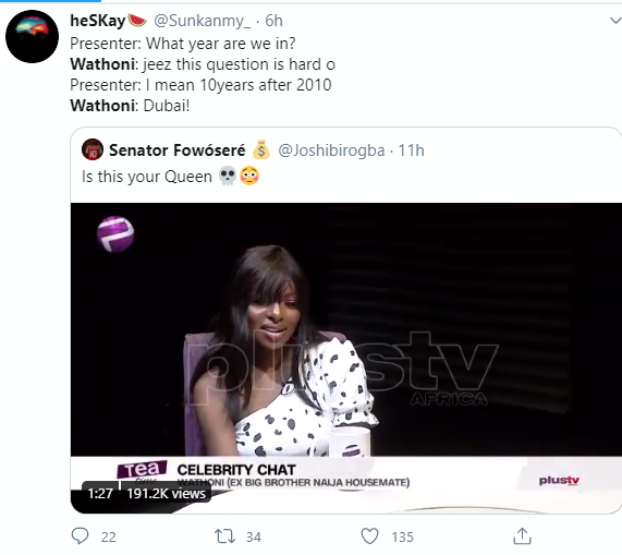 Wathoni trends as Nigerians mock her for failing all the questions asked during an interview (video)